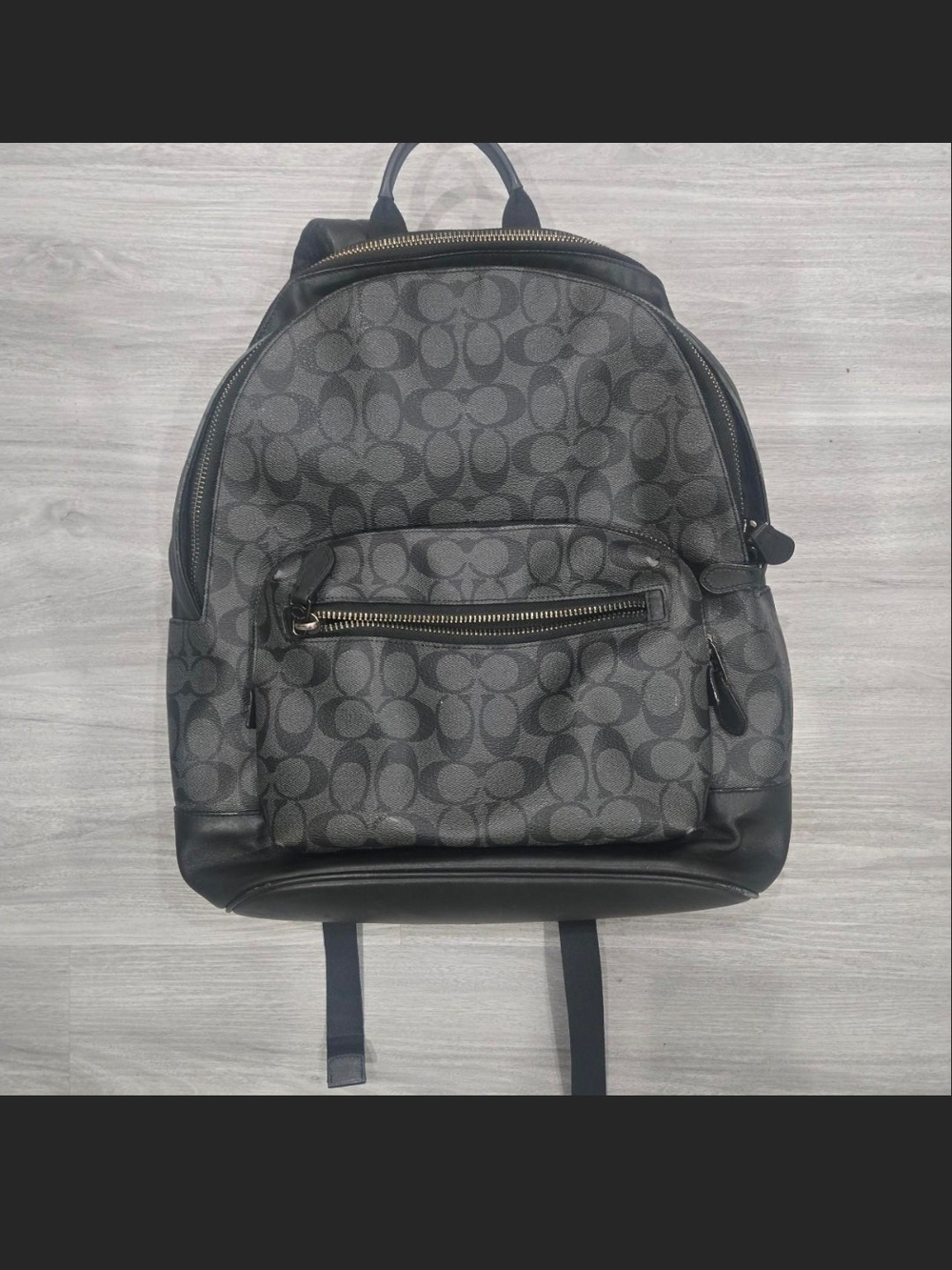 Coach Signature Monogram Backpack in Charcoal/Black